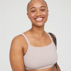 OFFLINE By Aerie Ribbed Square Neck Sports Bra in Women’s M in Cocoa Cream